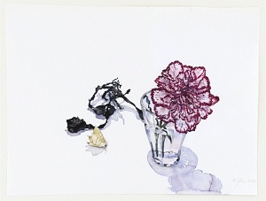 Nelke mit Zitronenfalter (Dianthus caryophyllus), 2015, Aquarell und Graphit auf Hadern