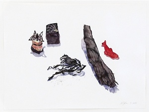 Frühsport (Iris barbata media impérative), 2014, Aquarell und Graphit auf Hadern